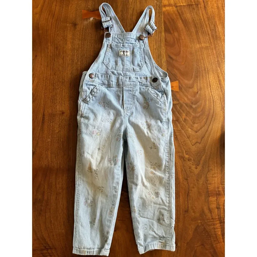 Vintage OshKosh B'Gosh toddler overalls striped floral 2T